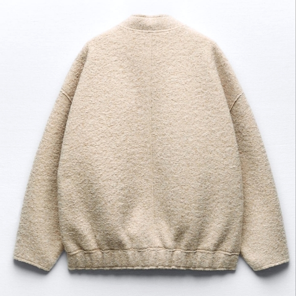 Zara * Oversized Long Bomber Jacket Cream - Picture 16 of 17